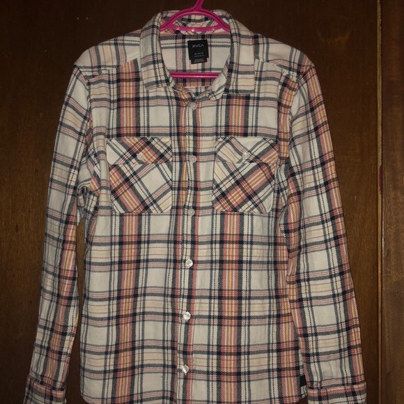 NWOT - Mens Plaid RVCA Long Sleeved Button Shirt - Picture 1 of 4